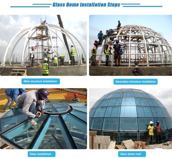 Installation of glass dome roof  