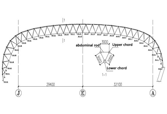 schematic diagram of a single transverse main truss