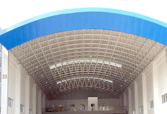 space frame roof structure