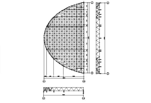 Plan and Sectional View of the Left space frame