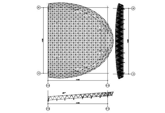 Plan and section view of the right space frame