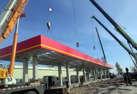 space frame gas station canopy