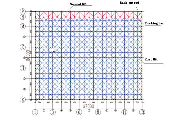 Schematic diagram of hangar roof lifting area