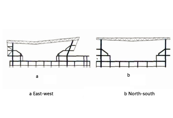 Section diagram of space frame stadium