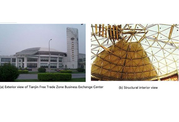 String dome structure The chord-supported dome in the lobby of Tianjin Free Trade Zone Business Exchange Center (Fig. 1-8) is the first chord-supported dome building in my country, with a span of 35.4 meters and a single-layer reticulated shell on the upper part. To a total of five cables.