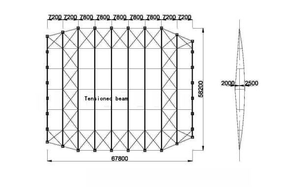 Tensioned beam