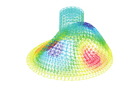 Fifth vibration mode of clinker storage space frame (T=0.31s)