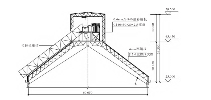 Steel structure design profile of clinker depot