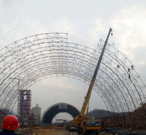 Prefabricated Light Steel Space Frame Structure Cement Plant Storage Shed