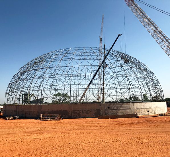 TKIS-Burkina Faso Space Frame Barrel Clinker Storage Shed &Dome Additive Storage Shed