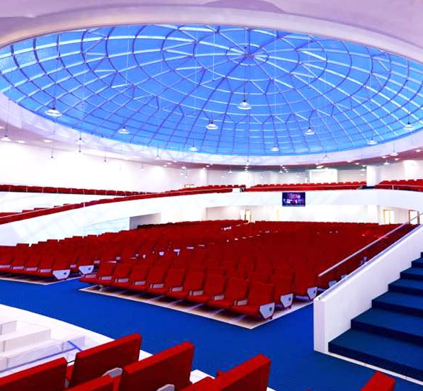 Nigeria Prefab Steel Structure Modern Church Glass Dome Roof