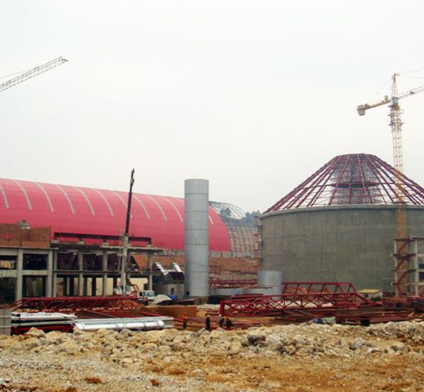 Prefabricated Light Steel Space Frame Structure Cement Plant Storage Shed