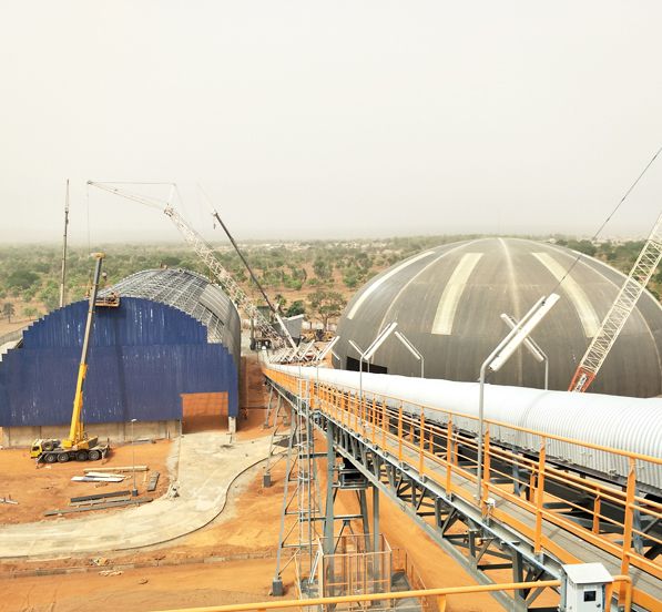 TKIS-Burkina Faso Space Frame Barrel Clinker Storage Shed &Dome Additive Storage Shed