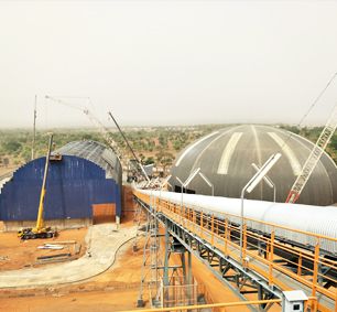 TKIS-Burkina Faso Space Frame Barrel Clinker Storage Shed &Dome Additive Storage Shed