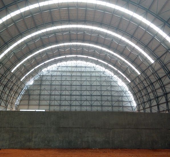 TKIS-Burkina Faso Space Frame Barrel Clinker Storage Shed &Dome Additive Storage Shed