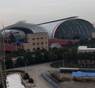 Closed Barrel Large Steel Storage Sheds in Shanghai Waigaoqiao Coal Bunker Design