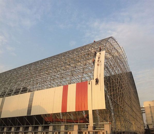 Closed Barrel Large Steel Storage Sheds in Shanghai Waigaoqiao Coal Bunker Design