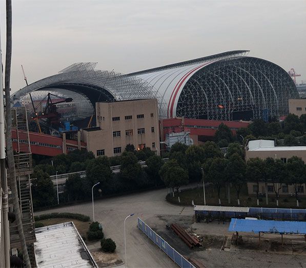 Closed Barrel Large Steel Storage Sheds in Shanghai Waigaoqiao Coal Bunker Design