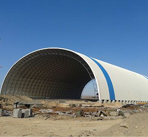 Steel Structure Coal Bunker Design In Power Plant With Space Frame Roof System (103 meters span)