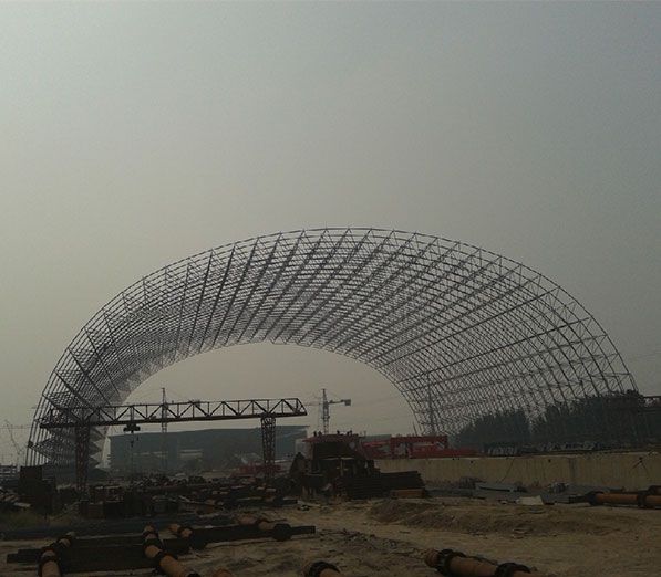 Steel Structure Coal Bunker Design In Power Plant With Space Frame Roof System (103 meters span)