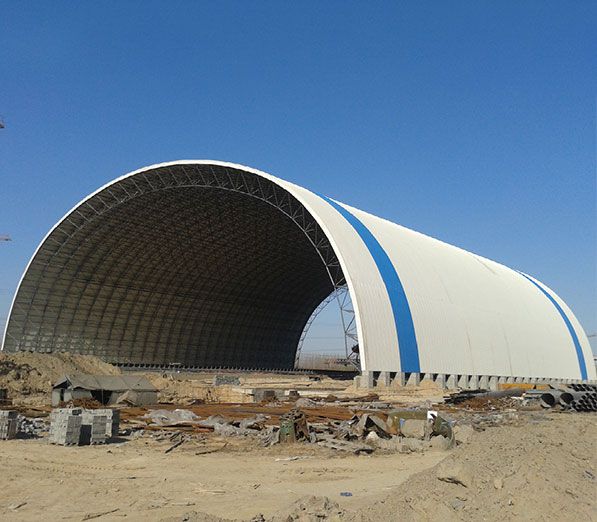 Steel Structure Coal Bunker Design In Power Plant With Space Frame Roof System (103 meters span)