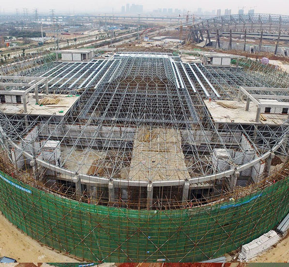 Prefab Steel structure stadium roof space frame construction diving swimming pool building design