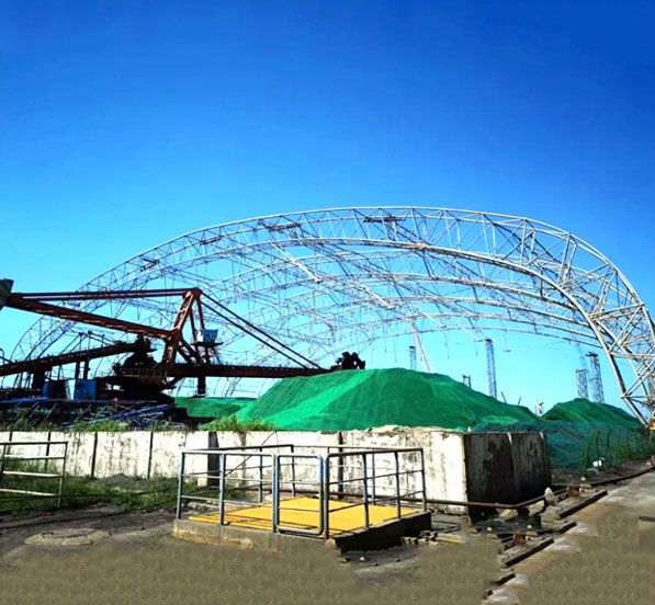 Prestressed Arched Steel Building Roof Truss Design For Coal Fired Power Plants Shed