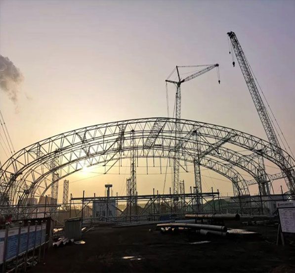Prestressed Arched Steel Building Roof Truss Design For Coal Fired Power Plants Shed
