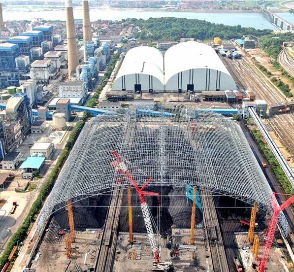 Construction of Prestressed Pipe Truss in Fully Enclosed Coal Yard of Power Plant