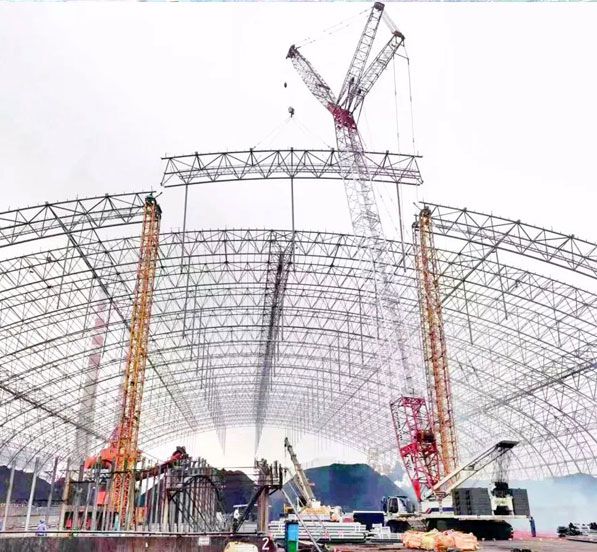 Construction of Prestressed Pipe Truss in Fully Enclosed Coal Yard of Power Plant