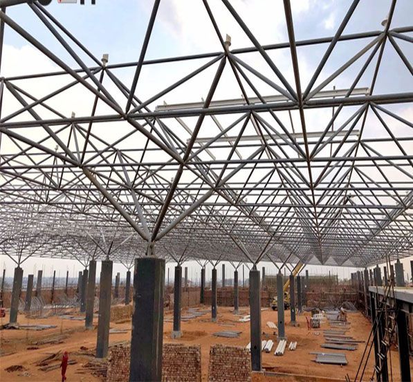 Prefabricated Wide Span Space Frame Roofing Steel Structure Drug Warehouse Project in Zimbabwe