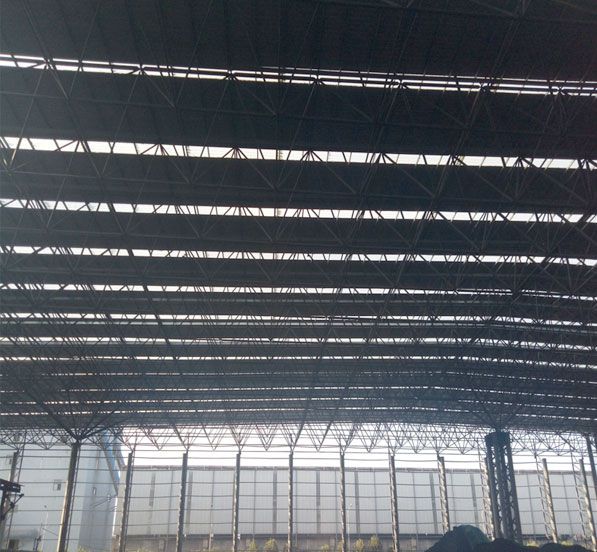 Prefab Light Weight Steel Space Frame Flat Roofing Structure Dry Clinker Bulk Storage Shed