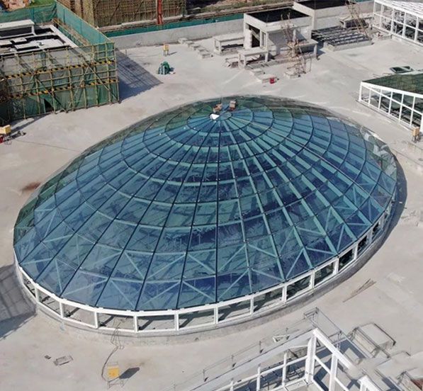 Prefab Glass Skylight Dome Steel Structure Roofing Construction For Shopping Mall