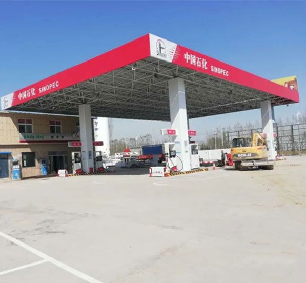 Prefabricated Steel Structure Gas Station Canopy Construction