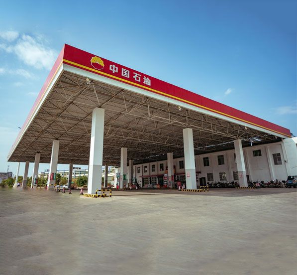 Prefabricated Steel Structure Gas Station Canopy Construction