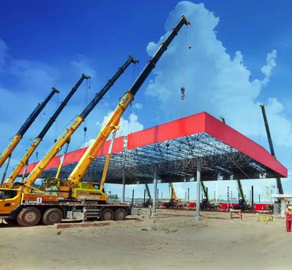 Prefabricated Steel Structure Gas Station Canopy Construction