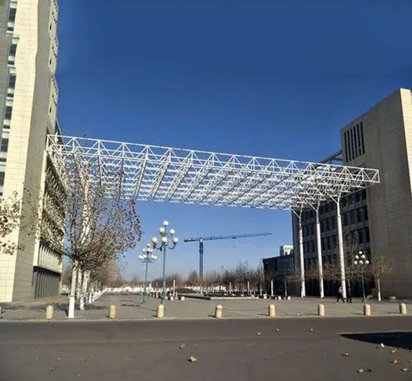 Prefab Unique Lightweight Metal Building Steel Space Frame Canopy For Gate Entry