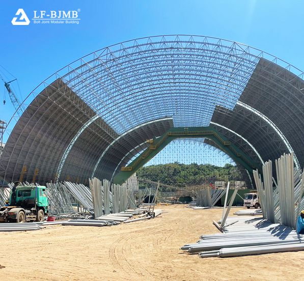 Philippine Large Span Barrel Space Frame Coal Storage Shed