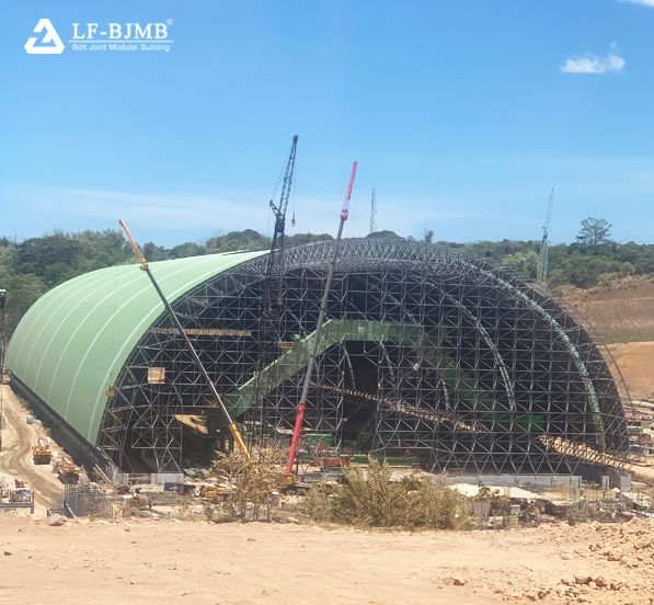 Philippine Large Span Barrel Space Frame Coal Storage Shed