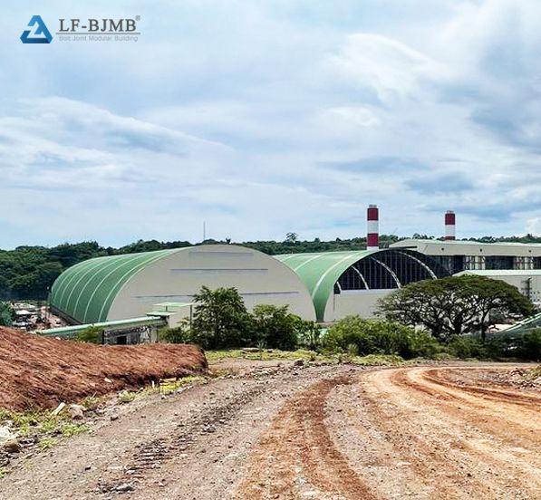 Philippine Large Span Barrel Space Frame Coal Storage Shed