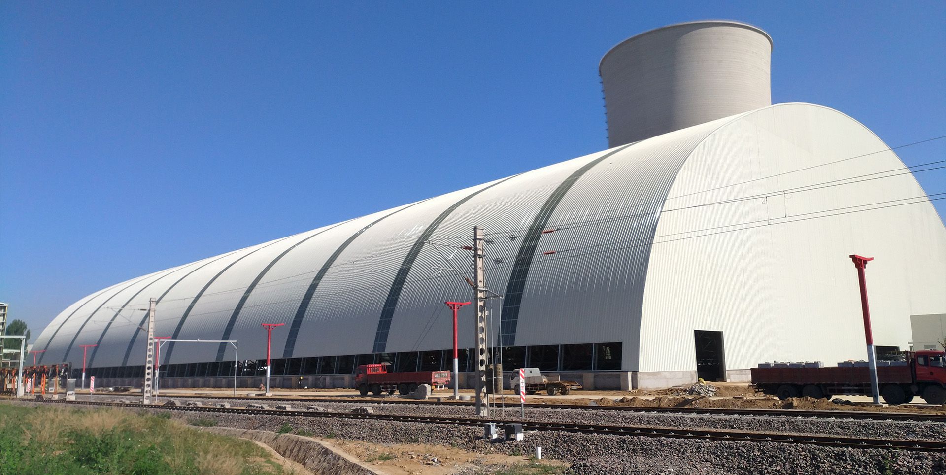 Precast large-span coal storage shed